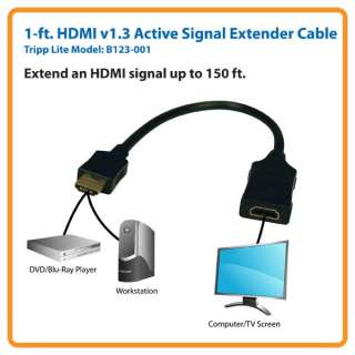   B123 001 1ft HDMI Active Signal Extender Cable HDMI M/F Electronics
