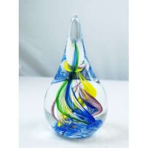  Murano Design Abstract Ocean Spiral Tubes Bulb Paperweight 