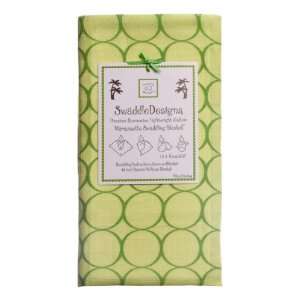   Marquisette Swaddling Blanket   Kiwi with Pure Green Mod Circles Baby