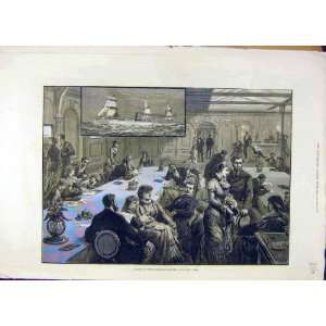  1881 Saloon Steam Ship Quetta People Victorian Print