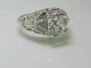 Sterling Silver 2.28ct Absolute Asscher Cut Filigree Ring by Xavier 