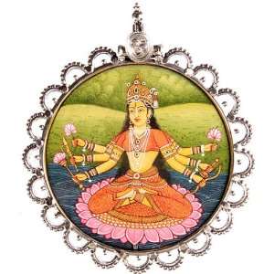  Goddess Tripura Sundari Pendant   Sterling Silver 