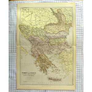   WELLER ANTIQUE MAP c1900 TURKEY GREECE SERVIA BULGARIA