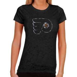  Philadelphia Flyers Ladies Burnout T Shirt   Black Sports 