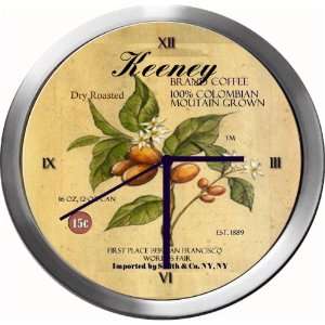  KEENEY 14 Inch Coffee Metal Clock Quartz Movement Kitchen 