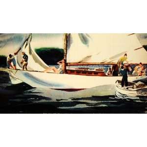 1939 Print Larchmont Sailboat Sailing Family Boat New York Long Island 