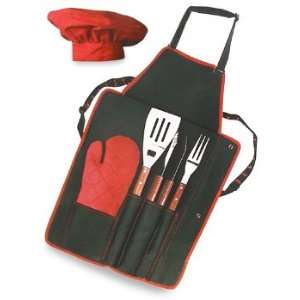  Picnic Time 6 Piece Barbeque Tool & Apron Set Patio, Lawn 