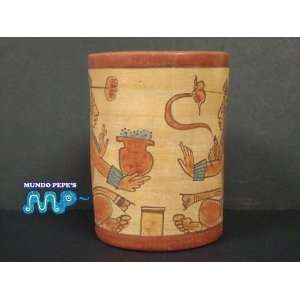  MAYA Ceramic Cup Red Clay Pottery (Hand Painted) MEXICAN 