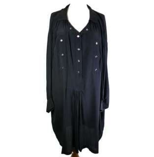Isabel Marant Etoile Black Washed Silk Oversize Shirt Dress  