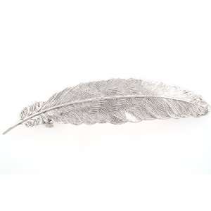  Silver Feather Handcrafted Barrette Beauty