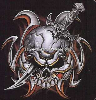 Tribal Skull with Knife   Biker/Attitude T Shirt  