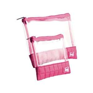  LUG TRAVEL 2 CLEAR TOILETRY BAGS ENVELOPES PINK 