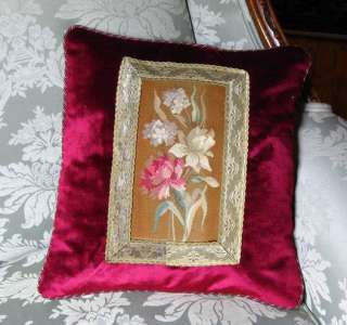 Rose & White Iris French Aubusson Tapestry Pillow  