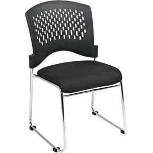  Plastic Back and Mesh Seat Guest Chair with Black Fabric Seat, Sled 