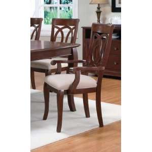 Caden Transitional Dining Arm Chair, Open Fret Back And 