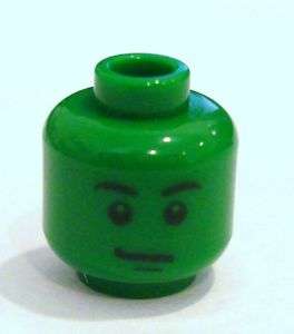 NEW* 2 Lego Minifig HEAD Green Male Stern Black Eyebrow  