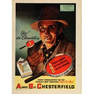 1946 Ad Chesterfield Cigarettes Basil Rathbone Holmes   Original Cover