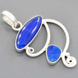 Rare Australian Blue Opal Gemstone 925 Sterling Silver Pendant Jewelry 