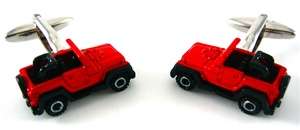 Red Diecast Jeep Car Truck Auto Cufflinks W/Gift Box  