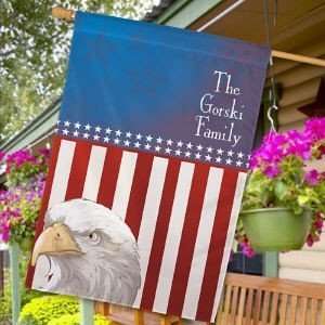   Personalized American Flag House Flag Eagle Flag Patio, Lawn & Garden