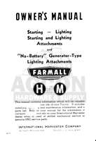 Farmall H M Starter Lighting No Battery Operator Manual  