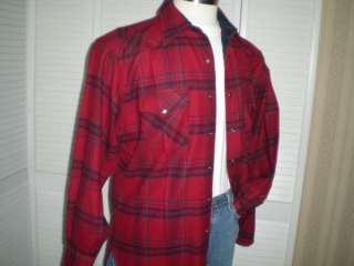 446 Mens Vintage PENDLETON USA Red PLAID Wool WESTERN PEARL SNAP 