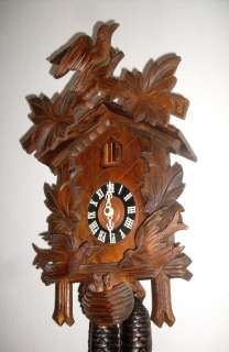 old German 2 Weight original Black Forest wall clock Cuckoo Clock 8 