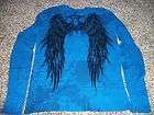   New Mens MEDIUM M Thermal Long Sleeve LS Shirt Blue Wings AWESOME