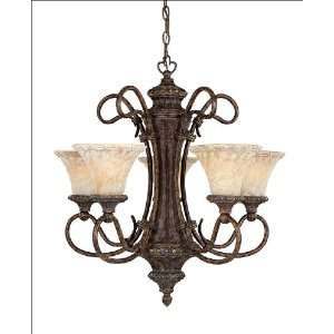  5 Light Chandelier   New Tortoise Shell Finish  Etched 