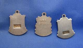 Lot Vintage Silver & Enamel Travel Shield Charms  