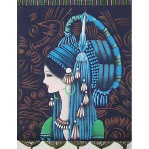  Batik Folk Art Painting 16x32 Miao Hmong Artist #210 