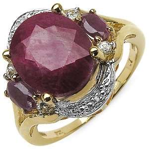 Genuine Dyed Ruby and White Topaz Gemstone Gold Plated Sterling Silver 
