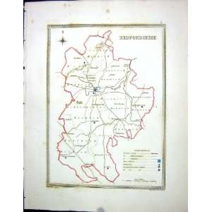   Antique Map C1850 Bedfordshire England Bedford Potton