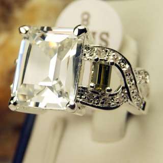 White Topaz Gemstone Jewelry A+ Silver Ring Size #8 B96  