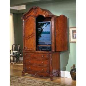  Bedroom TV Armoire Cabriole Legs in Warm Cherry Finish 