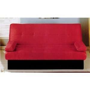   Style Red Microfiber Futon Sofa Bed w/Storage