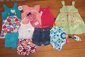 NWT Baby girl 12 18 month summer clothes lot shorts dress swimsuit 