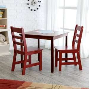  Lipper Childrens Walnut Square Table and 2 Chair Set