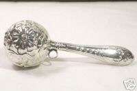 Sterling Silver Ornate Ball Baby Rattle  