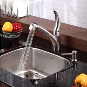   Single Bowl Kitchen Sink w Faucet & Soap Dispenser
