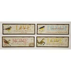   Set of 4 Perched Country Birds Motivational Wall Signs