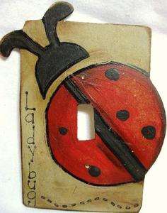   GARDEN LADYBUG HANDCUT HAND PAINTED LIGHT SWITCH COVER WALL DECOR