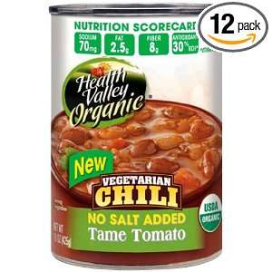 Health Valley Organic Chili Tame Tomato, No Salt added, 15 Ounce Cans 
