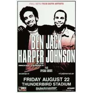  Ben Harper Jack Johnson 2003 Vancouver Concert Poster 