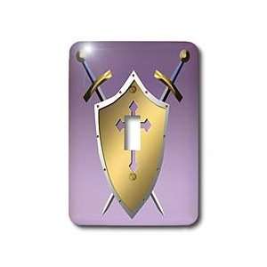  777images Designs Christian   Golden Shield with crossed swords 