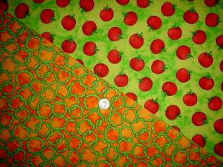 Fat Quarters FABRIC   BRIGHT TOMATOES & Grn. PEPPERS  