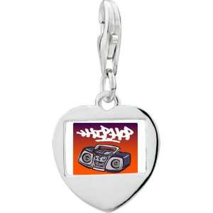   Silver Gold Plated Music Hip Hop Recorder Photo Heart Frame Charm