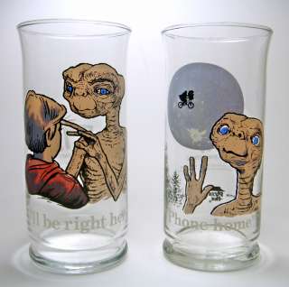 Vintage E.T.~ 1982 Pizza Hut Cup ~SET OF 2 GLASSES~  