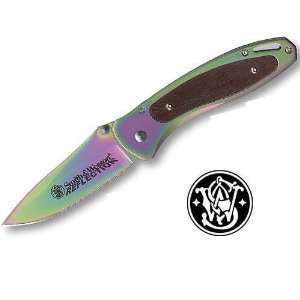    Smith and Wesson Folding Knife Rainbow Titanium