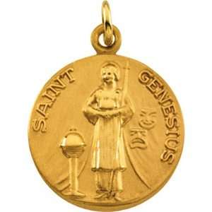  14K Yellow Gold St. Genesius Medal   18.00mm Jewelry